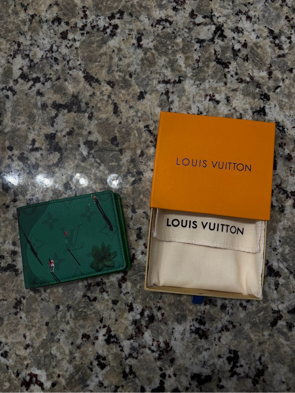 Louis Vuitton Green Floral Card & Key Holder